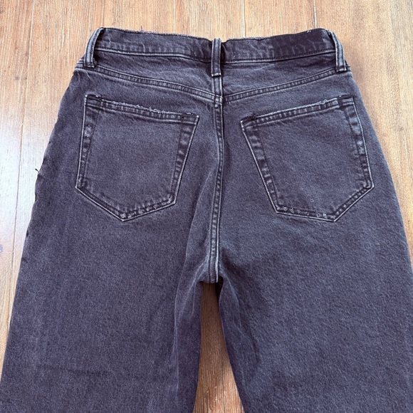 Abercrombie & Fitch The Dad High Rise Straight Leg Jeans Black Torn Ripped Knee - Picture 11 of 12